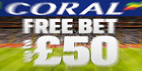 Coral Bookmaker Free Bet £/€50